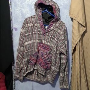 Ixchel hippie hoodie grey/maroon/multi